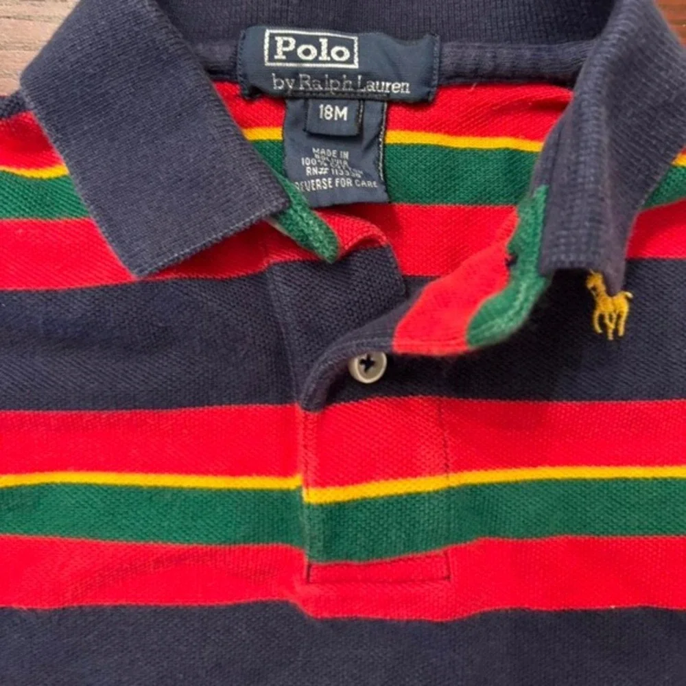 Ralph Lauren striped polo shirt - navy, red and green stripes polo-size 18 month